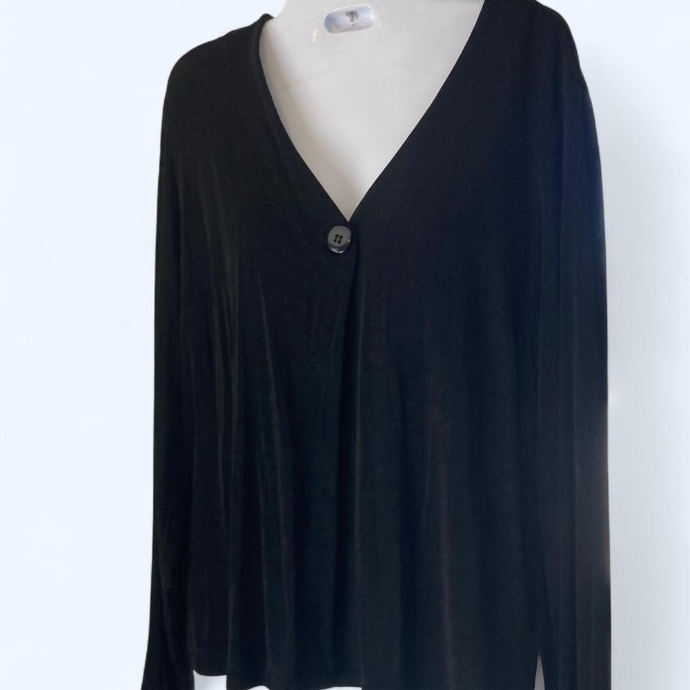 Laura Ashley Black V-Neck Button Front Blouse S